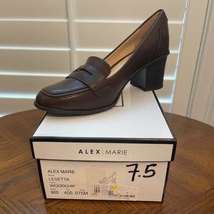 ALEX MARIE LESETTA HEELED LOAFER 7.5 M Brown